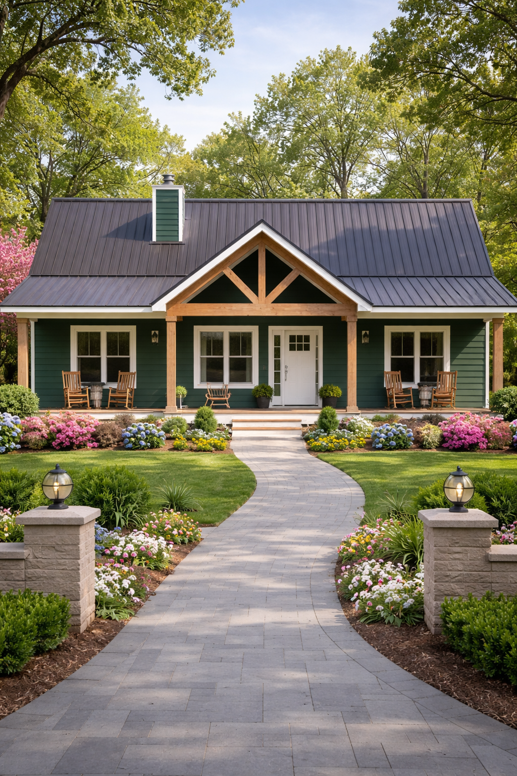 beautiful 3 bedroom modern house with front porch garden landscaping and stylish exterior design